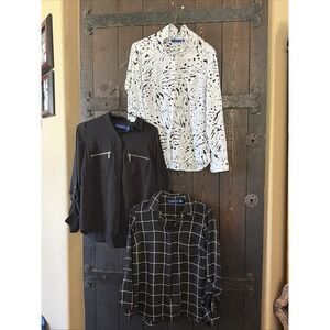 Apt. 9 Women's Long Sleeve Button Up Collared Lot of 3 Size PS Tops Blouse E260